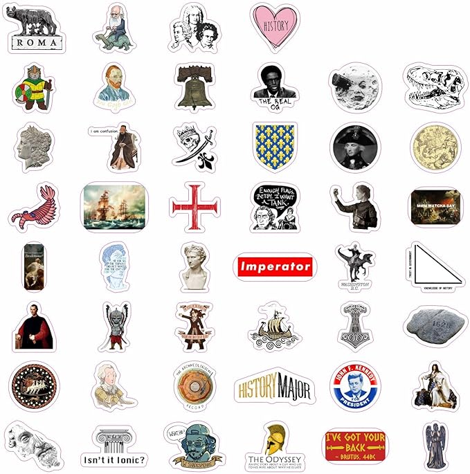 BulbaCraft 100Pcs Funny History Stickers, History Nerd Stickers, Gifts for Women & Men