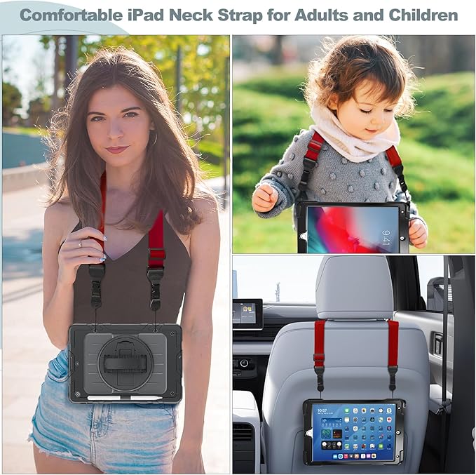 Adjustable Shoulder Strap, Comfortable Camera Strap, Neck Lanyard for iPad Tablet Case, Camera, Binocular, Luggage Bag (Red Shoulder Strap)