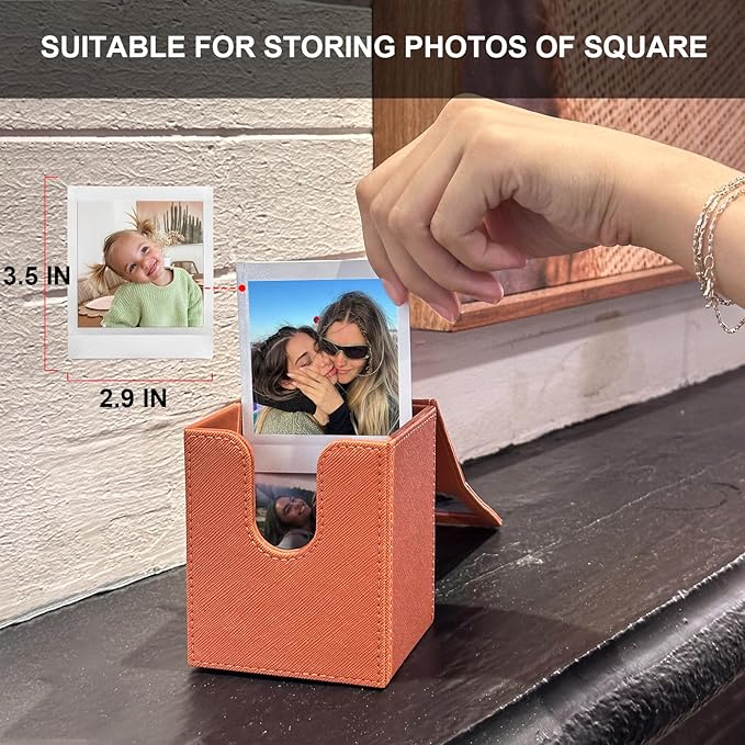 WOGOZAN Picture Holder Case for Fujifilm Instax Link Square SQ40 SQ1 SQ6 SQ10 SQ20 SP-3 Instant 2.9x3.4 Inches Film Camera Accessories Photo Pouch Protection Case Can Hold 80 Films (Only One)- Brown