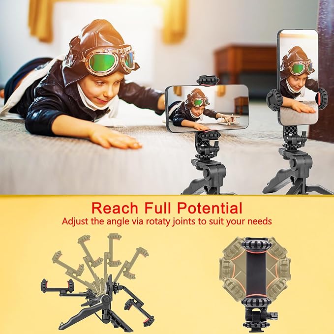 Zeadio Phone Tripod Stabilizer Grip, Smartphone Handheld Portable Selfie Stick Desktop Tabletop Stand Mount Holder for All Smartphones