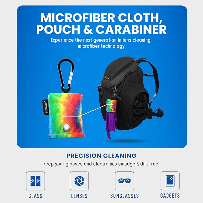 Microfiber Cloth & Glasses Wipes (3 Pack) Lens & Glasses Cleaning Cloth - Eyeglass Cleaner - Camera Lenses & Gadget Delicate Screens - Tie Dye