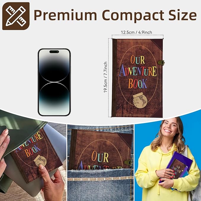 Our Adventure Book Travel Scrapbook Journal Notebook, 160Pages Scrap Book Photo Albums, Faux Leather Journaling Diaries, Scrapbooking Gifts Set With Pen and Stickers for Anniversary Wedding Office