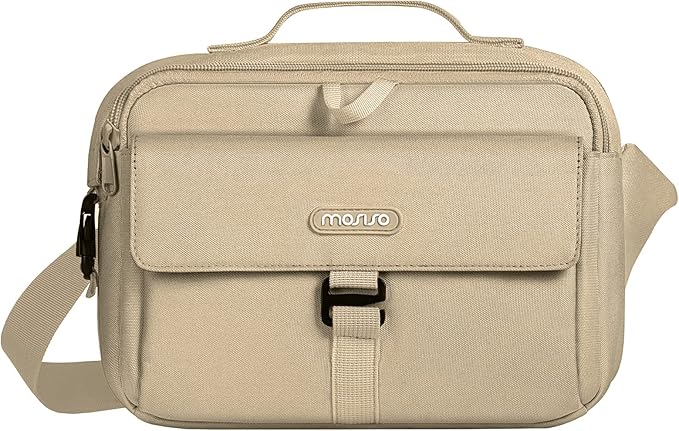 MOSISO Camera Shoulder Bag Case Crossbody Sling Purse, DSLR/SLR/Mirrorless Compact Padded Photography Handbag with Rain Cover Compatible with Canon/Nikon/Sony Cameras and Lenses, Khaki