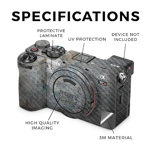 Carbon Fiber Camera Skin Compatible with Sony Alpha 7CR Camera (2023) - Shadow Concrete - Premium 3M Vinyl Protective Wrap Decal Cover - Easy to Apply | Crafted in The USA by MightySkins