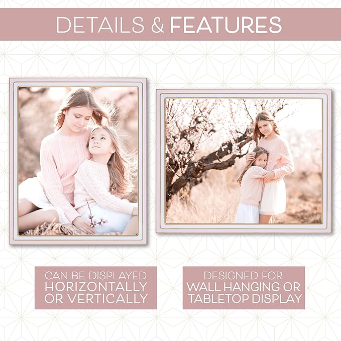 Sheffield Home Tabletop Picture Frame – Iron Enamel Decorative Display Frame for Home or Office, 8x10 Inch, Light Pink