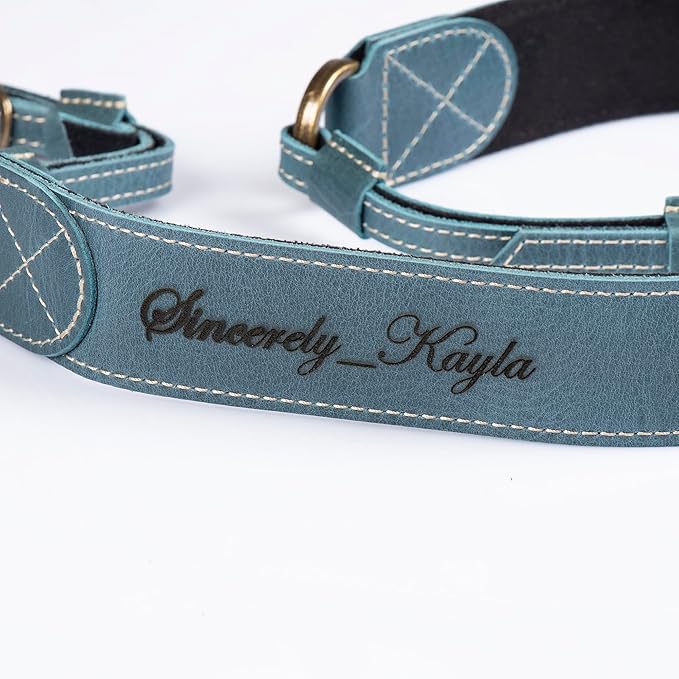 MegaGear Personalized Genuine Leather Camera Strap Custom Engraved DSLR & SLR Shoulder/Neck Strap