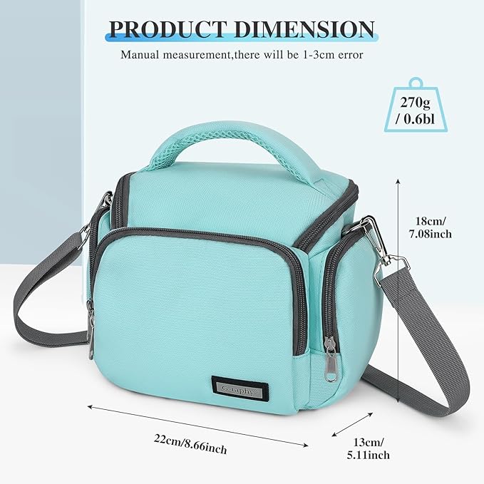 G-raphy Camera Bag Case Compact Lightweight Shoulder Crossbody Sling Photography Bags for Nikon Canon Sony DSLR SLR Mirrorless with Removal Straps Mint