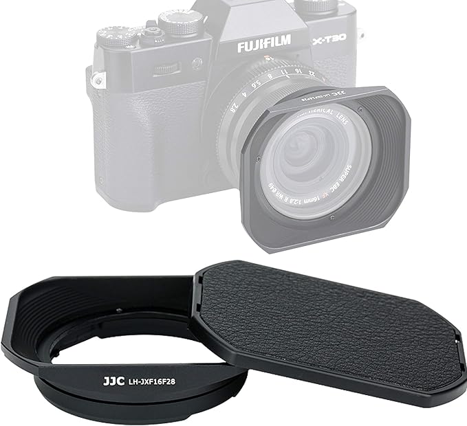 JJC Metal Bayonet Lens Hood for Fujinon XF16mmF2.8 R WR Lens, Fujinon XF 16mm F2.8 R WR Lens Hood, Fuji XF 16mm 2.8 Lens Hood, Compatible with FUJIFILM XF 16mm f/2.8 R WR Lens, Slide Design Hood Cap