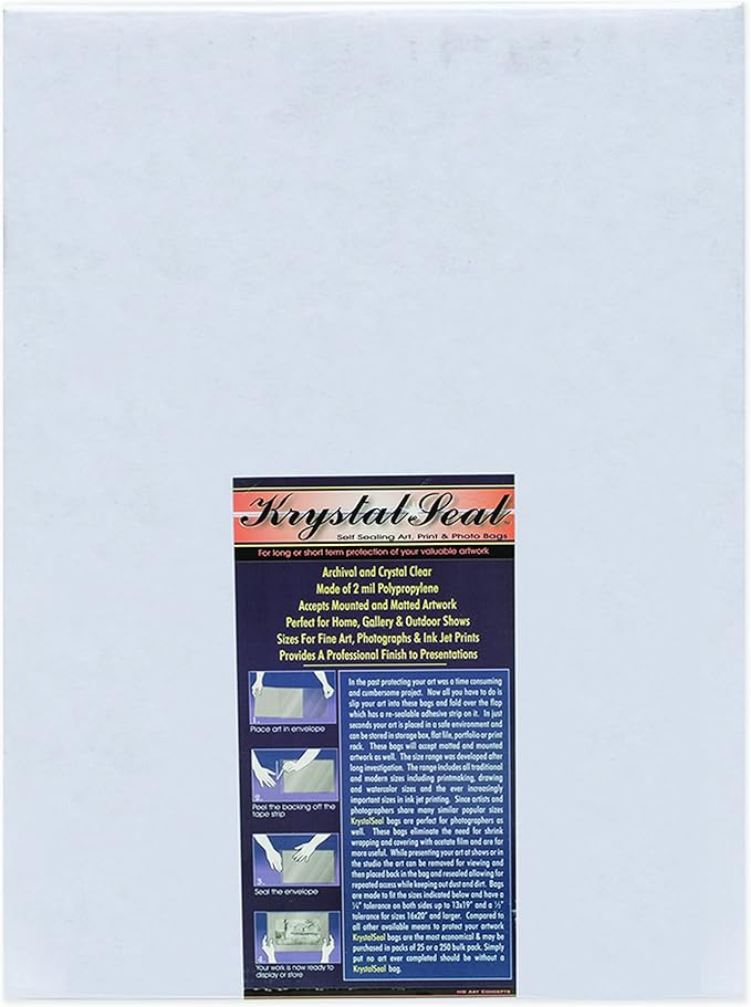 Creative Mark Krystal Seal ATC Art and Photo Bags - 11 x 14"- Pack of 250 - Archival Polyethylene Sealing Bags for Paintings, Artwork and Photo Storage