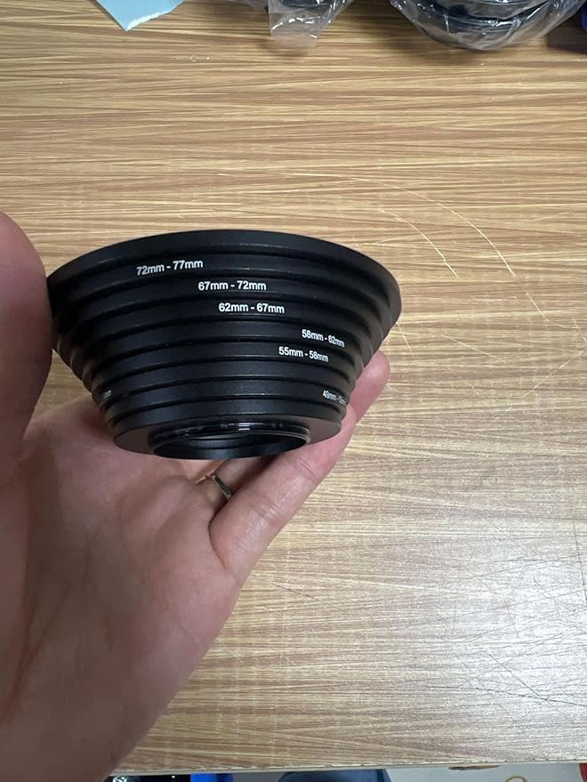 Camera Lens Filter Adapter Ring Kit, Step Up and Step Down, 37mm-82mm, Aluminum Alloy, 9 Piece Set, Black (9PCS Down 82 to 37)