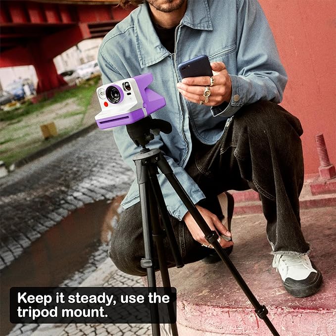 Polaroid Now 3rd Generation i-Type Instant Camera + 8 i-Type Color Film Bundle, Purple, Polaroid Camera Bundle with a Lumintrail Lens Cleaning Cloth