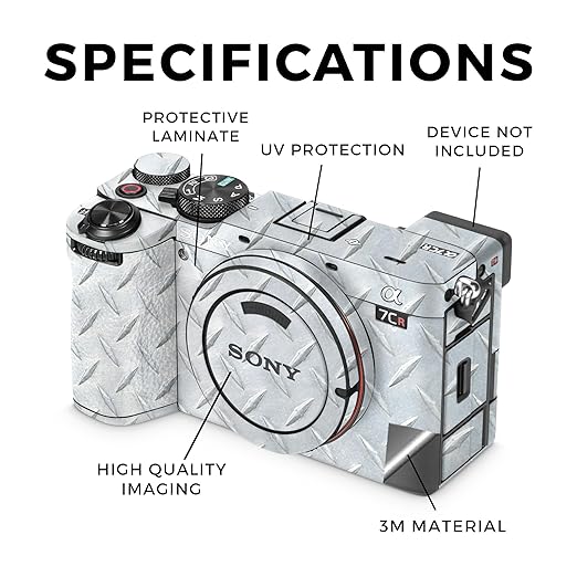 Glossy Glitter Camera Skin Compatible with Sony Alpha 7CR Camera (2023) - Diamond Plate - Premium 3M Vinyl Protective Wrap Decal Cover - Easy to Apply | Crafted in The USA by MightySkins