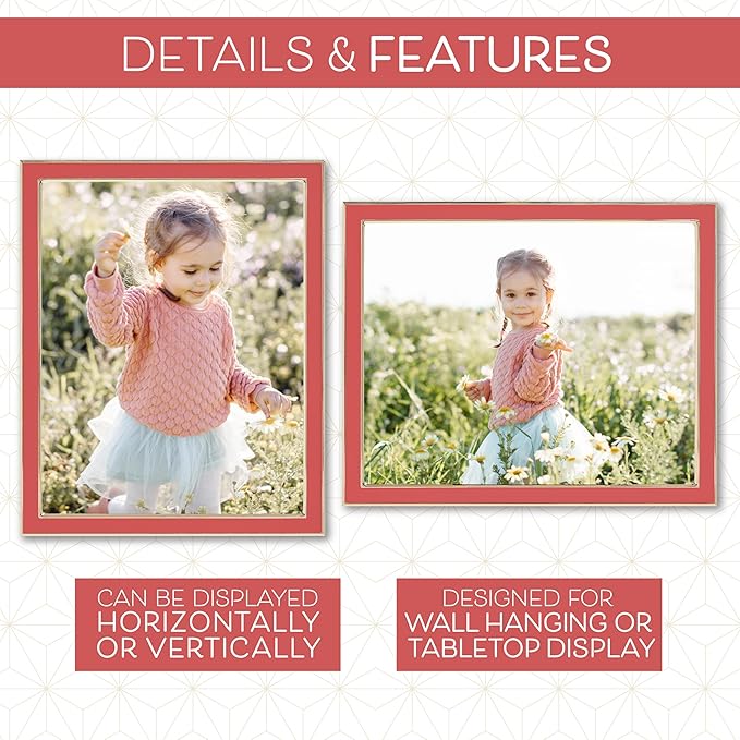 Sheffield Home Tabletop Picture Frame – Iron Enamel Decorative Display Frame for Home or Office, 5x7 Inch, Rose