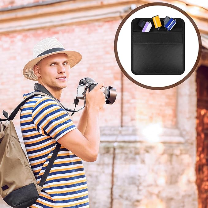 Cosblank 2 Pieces Filmguard Bag Waterproof Storage Carrying Case Xray Proof Bags Film X-Ray Protector Radiation-resistant Bag for Photographers Tourists Travelers, Black(711-12B Medium)