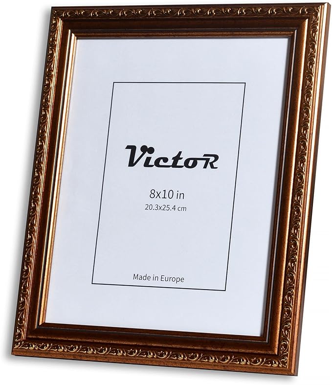 VictoR Picture Frame Chagall 8x10 Brown Gold - Vintage Picture Frames with Shutterproof Acrylic Glass - 8 x 10 Photo Frame - Brown Picture Frames - Antique - only for hanging