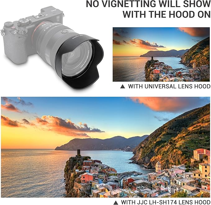 JJC ALC-SH174 Bayonet Reversible Lens Hood Shade for Sony FE 20-70mm F4 G SEL2070G Lens, Replaces Sony ALC-SH174 Lens Hood, Allows to Attach 72mm Filter & Lens Cap, No Vignetting