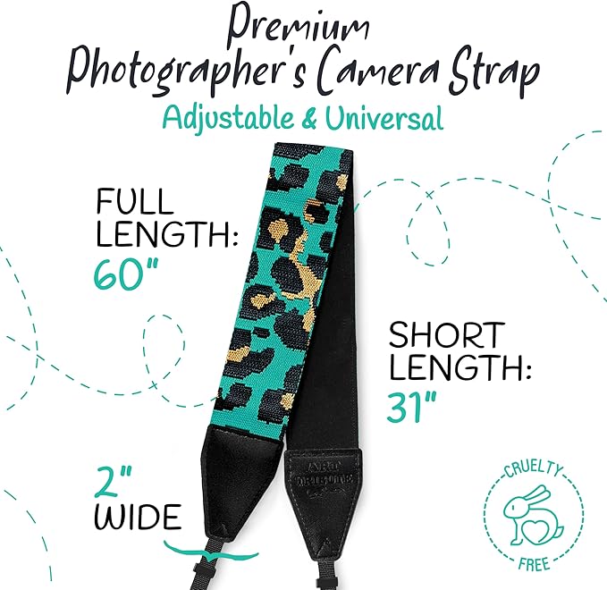 Art Tribute Camera Strap for All DSLR and Mirrorless Cameras. Add Your Name Or Initials Make It a Personalized Gift