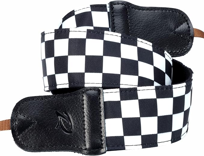Padwa Lifestyle Black and White Plaid Camera Strap - 2" Wide Double Layer Cowhide Head,Cotton Camera Shoulder Straps,Grid Pattern Adjustable Camera Neck Strap for all Cameras,Gift for Photographers