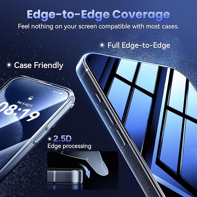 Fonowlo 3 Pack Screen Protector for iPhone Air [6.5 inch], iPhone air Screen Protector with 1-Second Auto-Install,Military-Grade Shatterproof, 9H Hardness, Full Coverage, HD Clear Glass film,Case Friendly