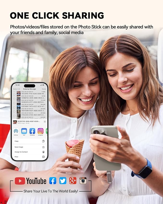 MFi Certified 512GB iPhone Photo Stick, USB Flash Drive for Photo/Video Backup, High-Speed Thumb Drive Compatible for iPhone/iPad/Android/PC (Silver)