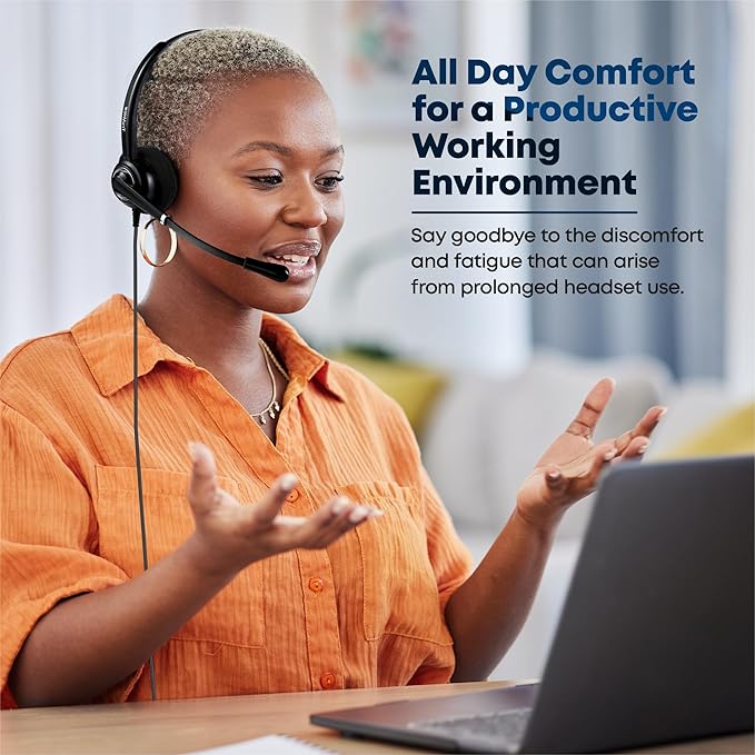 VoicePro 10 Professional Home Office and Call Center USB Headset with Noise Canceling Microphone, HD Speakers and in Line Call Controls with Mute, Compatible with All UC Voice Platforms.