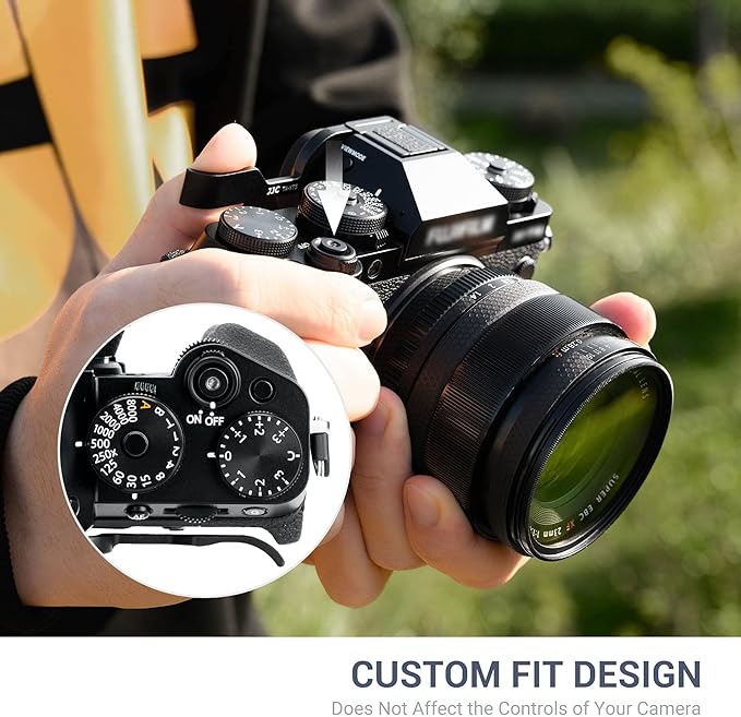 JJC Deluxe Aluminum Alloy Metal Thumb Up Grip for Fuji Fujifilm X-T5 XT-5 X-T4 X-T3 XT5 XT4 XT3 Camera with Hot Shoe Cover Protector Thumb Rest Support Black
