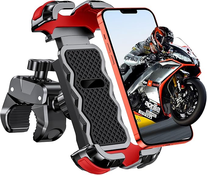 Motorcycle Phone Mount [Secure Grip][Anti-Drop], Upgrade Bike Phone Holder [1s Stable Lock], 360° Rotatable Phone Holder for Mountain Bike/ATV/Scooter, Fits for iPhone/Samsung 4.7-6.7"