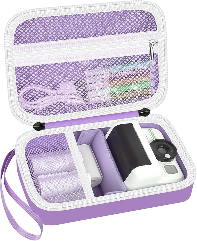 Kids Camera Case Compatible with Cimizi/for Dylanto/for Gofunly/for DUDUDRAGON/for HiMont Instant Print Cameras & Film Cameras, Shockproof Organizer with Removable Divider & Mesh Pockets