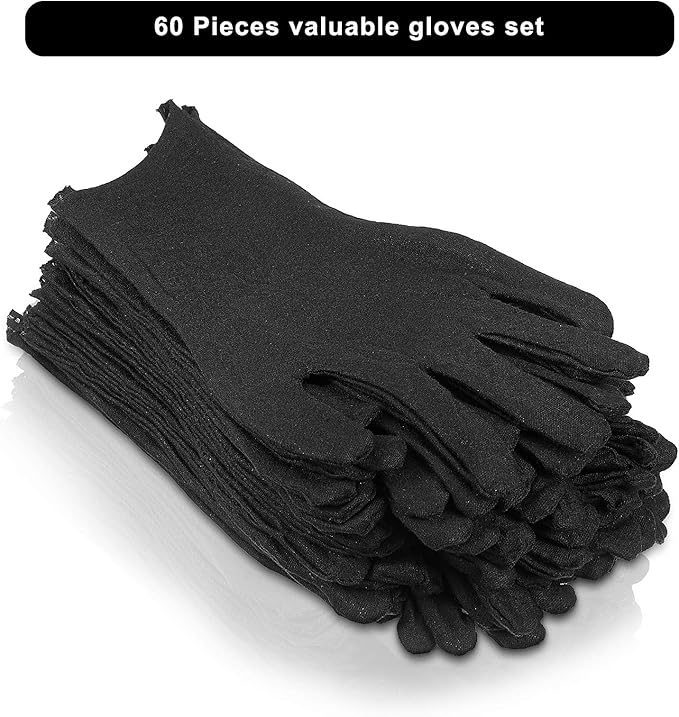 SATINIOR 120 Pieces Cotton Gloves Large Size for Men Women Inspection Gloves for Dry Hand Art Handling Coin Jewelry