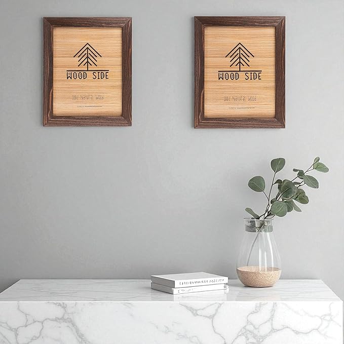 Rustic Wooden Picture Frame 4x6 Inch - Set of 2-100% Natural Eco Barn Wood with Real Glass - Made for Wall Hanging and Tabletop Display - Brown Wenge