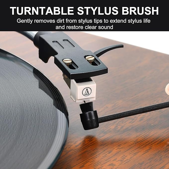 6-in-1 Vinyl Record Cleaning Kit | Vinyl Record Cleaner Kit – Includes 2in1 Velvet Microfiber Brush, Soft Antistatic Nano Fiber Brush, Cleaning Liquid, Duster & Stylus Brush, Storage Box, for Records