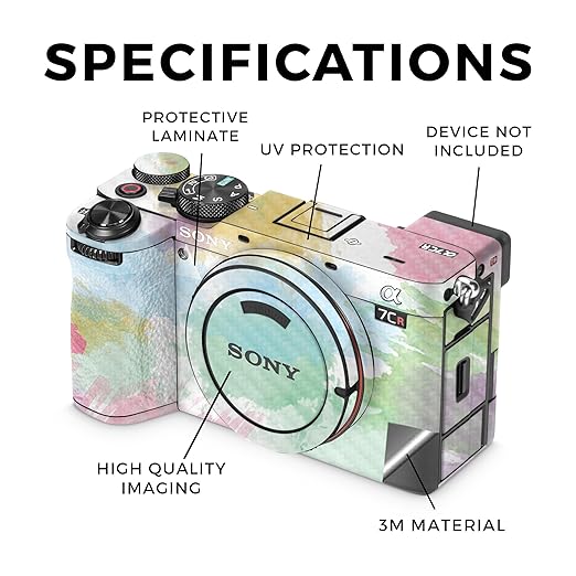 Carbon Fiber Camera Skin Compatible with Sony Alpha 7CR Camera (2023) - Watercolor White - Premium 3M Vinyl Protective Wrap Decal Cover - Easy to Apply | Crafted in The USA by MightySkins