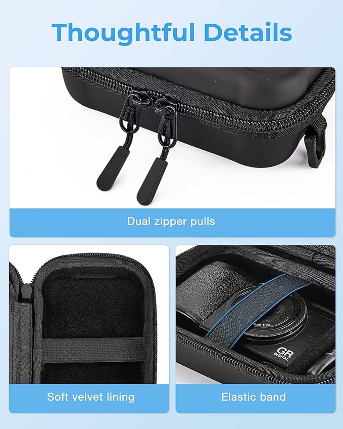 BAGSMART Digital Camera Case, Protective & Waterproof Small Camera Case with Shoulder Strap, Lightweight Camera Sling Bag for Canon PowerShot ELPH 180/190 / Sony DSCW800/DSCW830 - Black