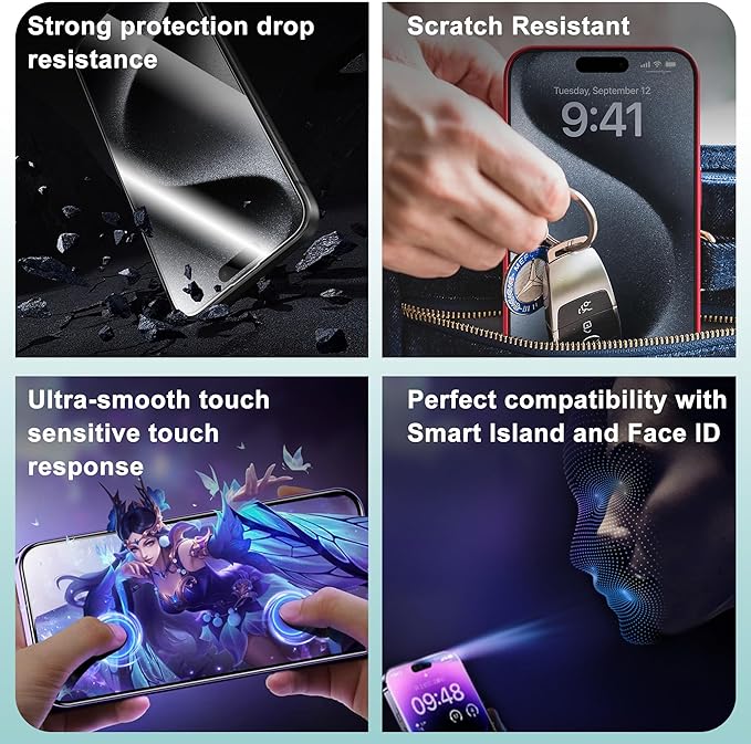 SHANG PIN JIA 2 Pack Screen Protector Tempered Glass for iPhone 17&16 Pro 6.3-Inch Auto Dust Removal, No Bubbles, High Definition Clear, Easy Installation