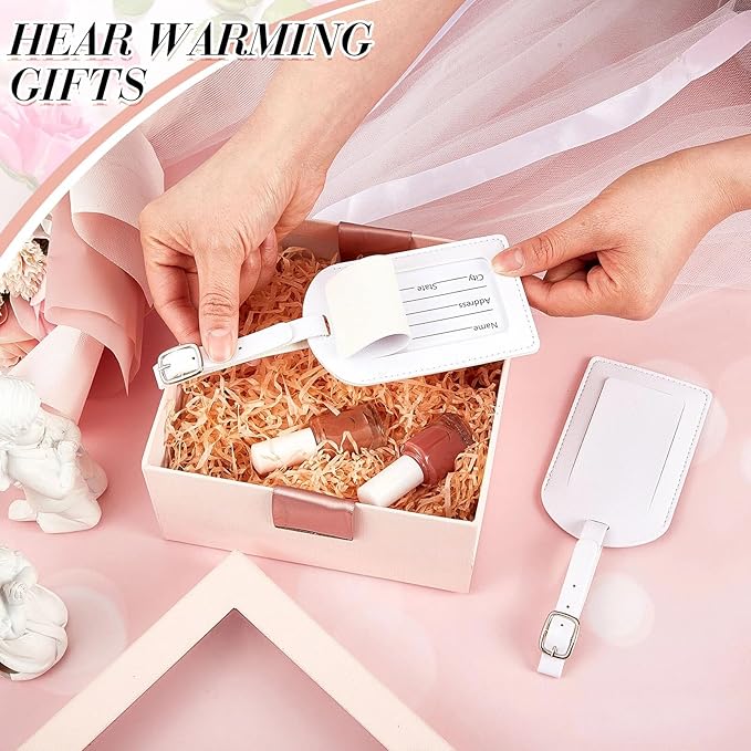 Dunzy 30 Pieces Leather Luggage Tag Women Identifiers Travel Suitcase Tags for Luggage Travel Backpack Bag Wedding Favors Women Men Adults Bulk