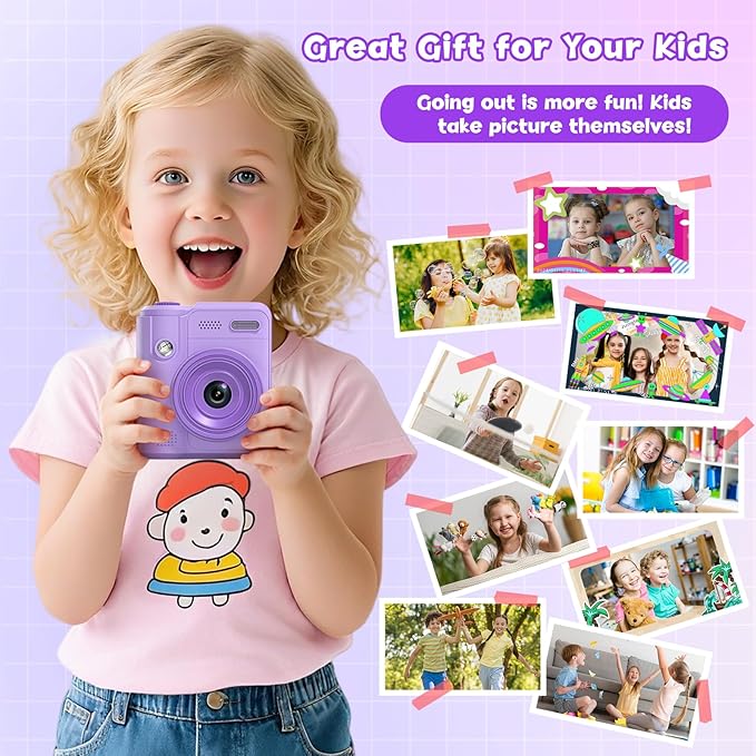 Kids Camera Gifts for Girls Boys - Christmas Birthday Xmas Gift for Girl Boy Age 3 4 5 6 7 8 9 10 11 12 Year Old - Instant Print Digital Toys Ages 3-5 6-8 8-12 Years Olds - Toddler Learning Kid Toy