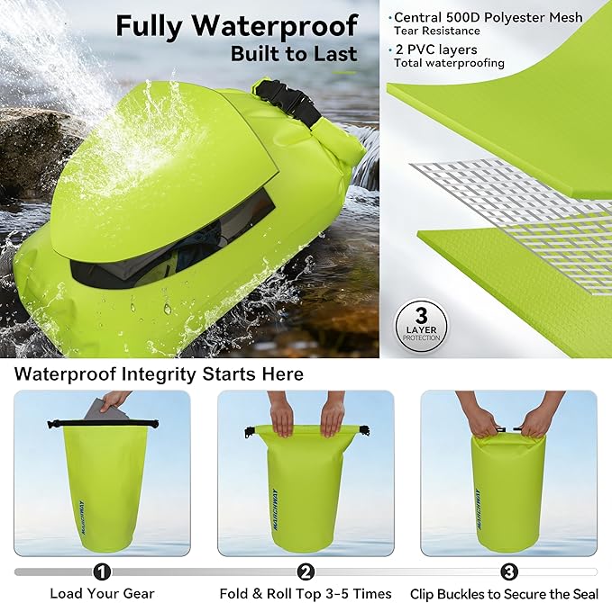 MARCHWAY Floating Waterproof Dry Bag Backpack 5L/10L/20L/30L/40L, Roll Top Sack Keeps Gear Dry for Kayaking, Rafting, Boating, Swimming, Camping, Hiking, Beach, Fishing