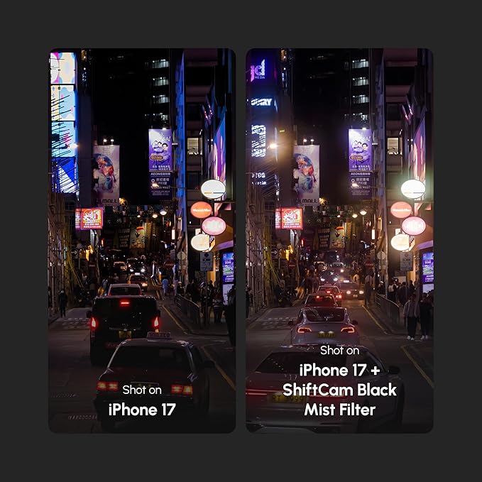 ShiftCam 72mm Magnetic Black Mist 1/2 Filter – Cinematic Diffusion for Softer Highlights & Dreamy Glow – Filmic Portraits, Night Scenes & B-Roll for iPhone & Android – Compaitble with LensUltra