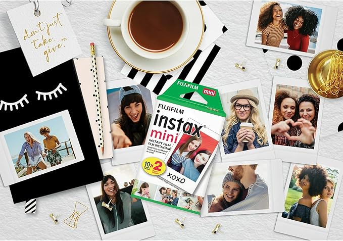 Fujifilm Mini Instant Film (White) for Fujifilm Mini 8,9,11,12,50s, 25, 7s, 90, 300 Cameras, Instax Mini Link's W/Microfiber Cloth by Megen (40 Prints)