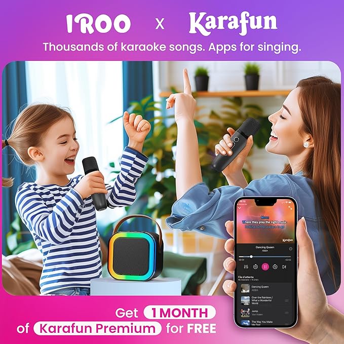 Mini Karaoke Machine for Kids, 2026 TOP Toys Birthday Gifts Ideas for Girls Ages 4, 5, 6, 7, 8, 9, 10, 12+ Years Old, Portable MP3 Player with 2 Wireless Mics for Family Home Party