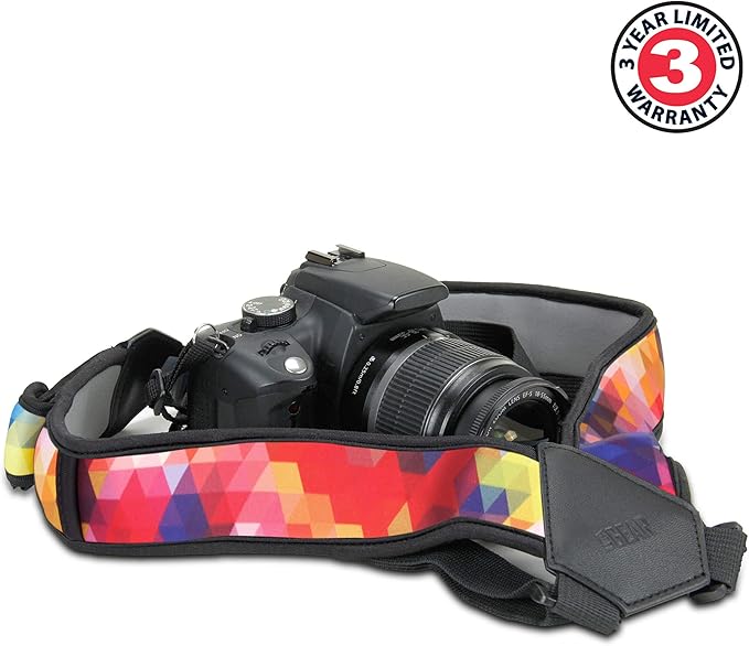USA Gear DSLR Camera Strap Chest Harness with Quick Release Buckles, Geometric Neoprene Pattern and Accessory Pockets - Compatible with Canon, Nikon, Sony Point and Shoot and Mirrorless Cameras