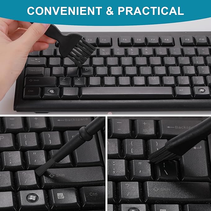 TIESOME Set of 7 Keyboard Anti Static Brushes, Plastic Handle Portable Cleaning Brushes Computer Keyboard Cleaning Brush Kit for Cleaning Computer Keyboard Car Lab