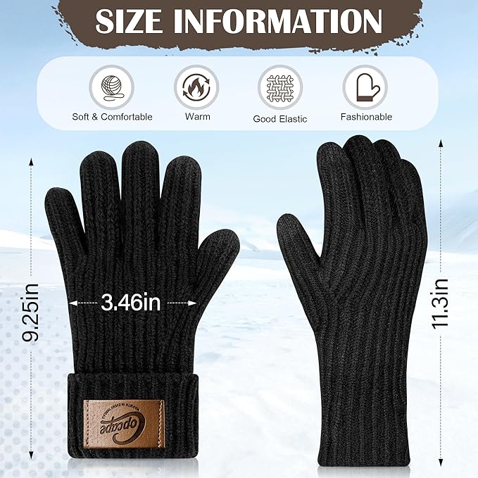 Copcape Winter Gloves for Men Women, Mens Gloves for Cold Weather Warm Thermal Fleece Lined Touchscreen Fingers for Outdoor