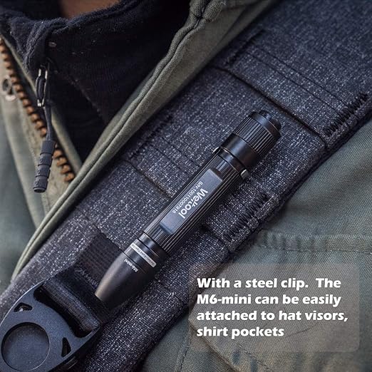 Weltool M6-Mini LED Cap Flashlight Ultra-Compact, 3000K Warm White EDC Pocket Light with Clip No-Glare Even Beam- High Color Rendering of 85% - Perfect Pen Light - for Inspection Reading by AAA Cell
