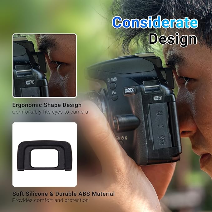 JJC 2-Pack Eyecup Eyepiece Eye Cup Viewfinder for Nikon D3400 D3500 D3200 D5100 D5200 D5300 D5500 D5600 D5000 D3300 D3100 D3000,Replaces Nikon DK-25 Eyecup Eyepiece