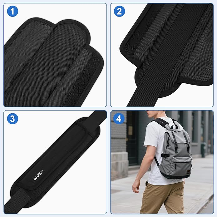 MOSISO Universal Shoulder Pad, Memory Foam Detachable Thick Replacement Breathable Shoulder Strap Pad with Thick Cushion for Laptop Messenger Crossbody Bag Luggage/Duffel/Camera, Black
