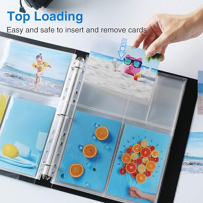 Sooez 30 Pack 4x6 Photo Sleeves for 3 Ring Binder (180 Pictures), Heavy Duty Plastic Album Refill Pages, Clear Archival Sheets
