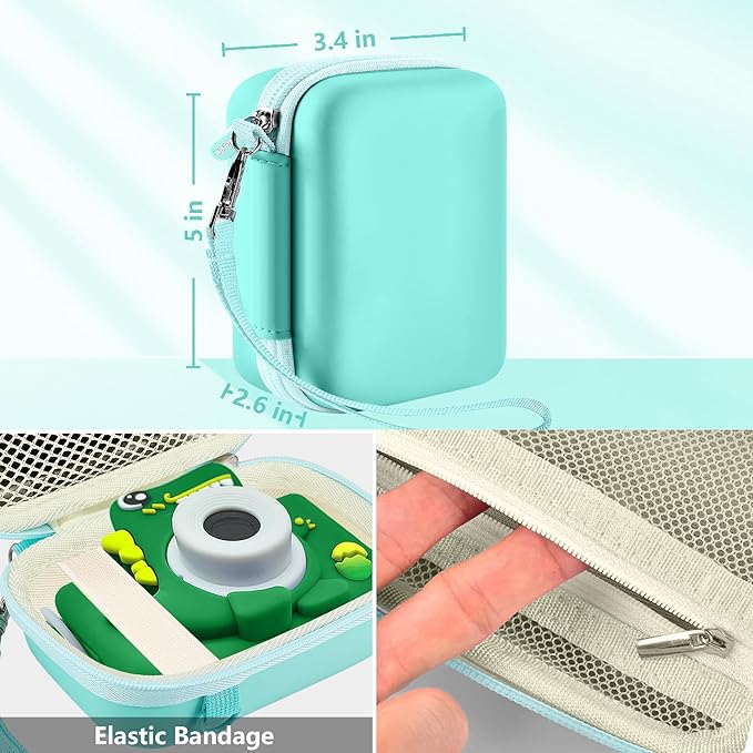 Leayjeen Kids Camera Case Compatible with Goopow/Mgaolo/HOOMOON/Hangrui Kids Camera Toys and Children Digital Video Camcorder Camera,Best Birthday Festival Gift -Green(Case Only)