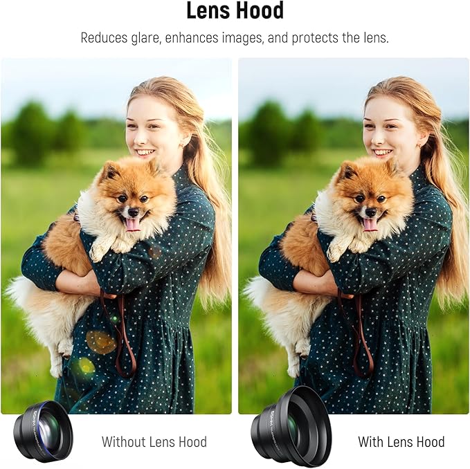 NEEWER HD 65mm Telephoto Phone Camera Lens with Lens Hood for 17mm Thread Lens Backplate Cell Phone Cage Case, 1.7X Zoom Lens Attachment Compatible with iPhone 17 16 15 S25 S24 Ultra Android, LS-66