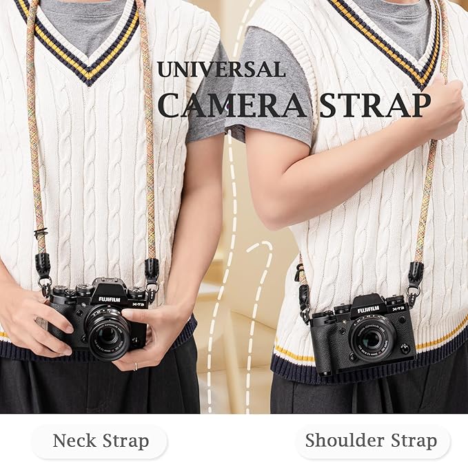VOVMOEYA Camera Strap Rope,Camera Neck Strap Shoulder Strap for Fujifilm X100VI X100V XS20 XT5 for A6000 A6100 A6400 A6700 A7IV for Canon EOS R6 R10 for Nikon D850 D5600 D7500